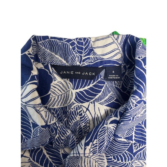 Janie And Jack Boys Hawaiian Print Button-Up Shirts Size 4 Cotton Blue & Green S - Picture 11 of 15